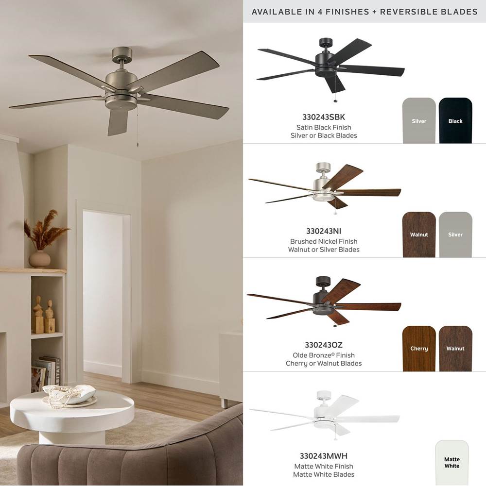 Kichler Lighting 330243SBK Satin Black 60 Inch Lucian Ii Fan Image 3