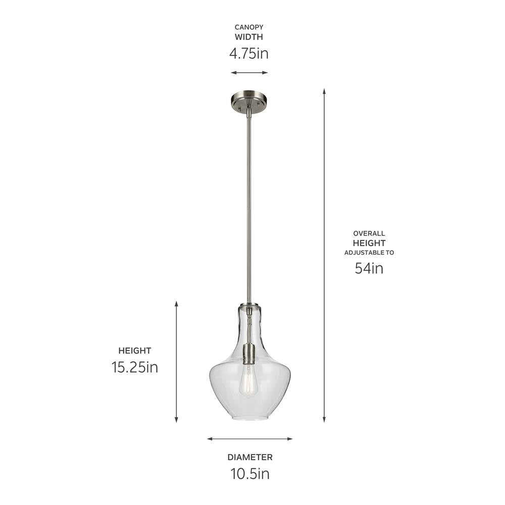 Kichler Lighting 42141NI Brushed Nickel Everly 15.25'' 1-light Bell Pendant With Clear Glass In Brushed Nickel Image 2