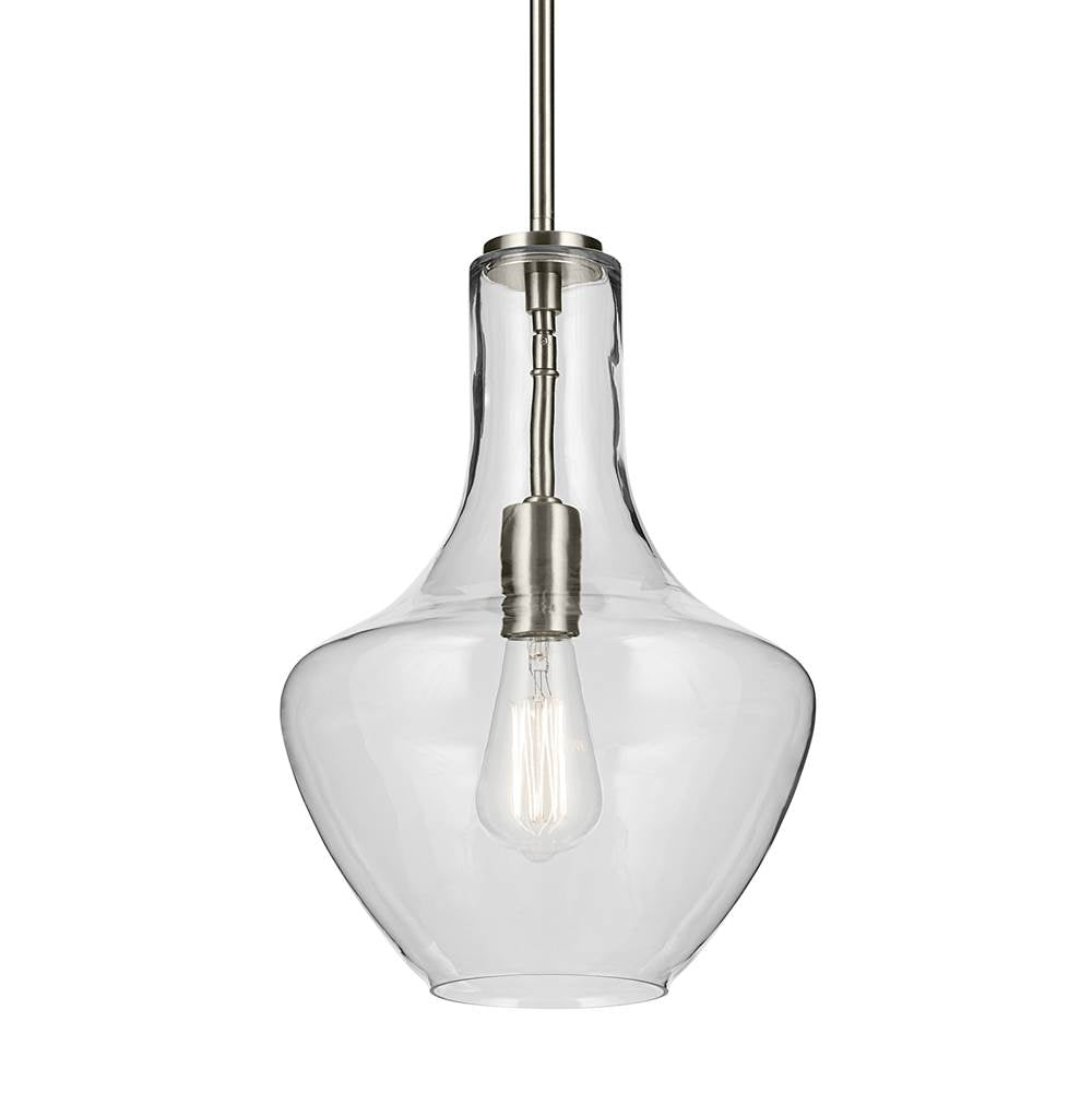 Kichler Lighting 42141NI Brushed Nickel Everly 15.25'' 1-light Bell Pendant With Clear Glass In Brushed Nickel Image 3