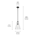 Kichler Lighting 42199BK Black Everly 15.25'' 1-light Cone Pendant With Clear Glass In Black Image 2