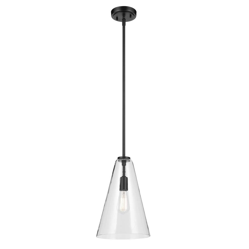 Kichler Lighting 42199BK Black Everly 15.25'' 1-light Cone Pendant With Clear Glass In Black Image 1