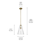 Kichler Lighting 42199NBR Natural Brass Everly 15.25'' 1-light Cone Pendant With Clear Glass In Natural Brass Image 2
