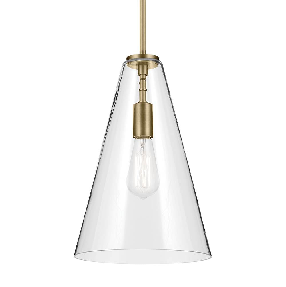 Kichler Lighting 42199NBR Natural Brass Everly 15.25'' 1-light Cone Pendant With Clear Glass In Natural Brass Image 3