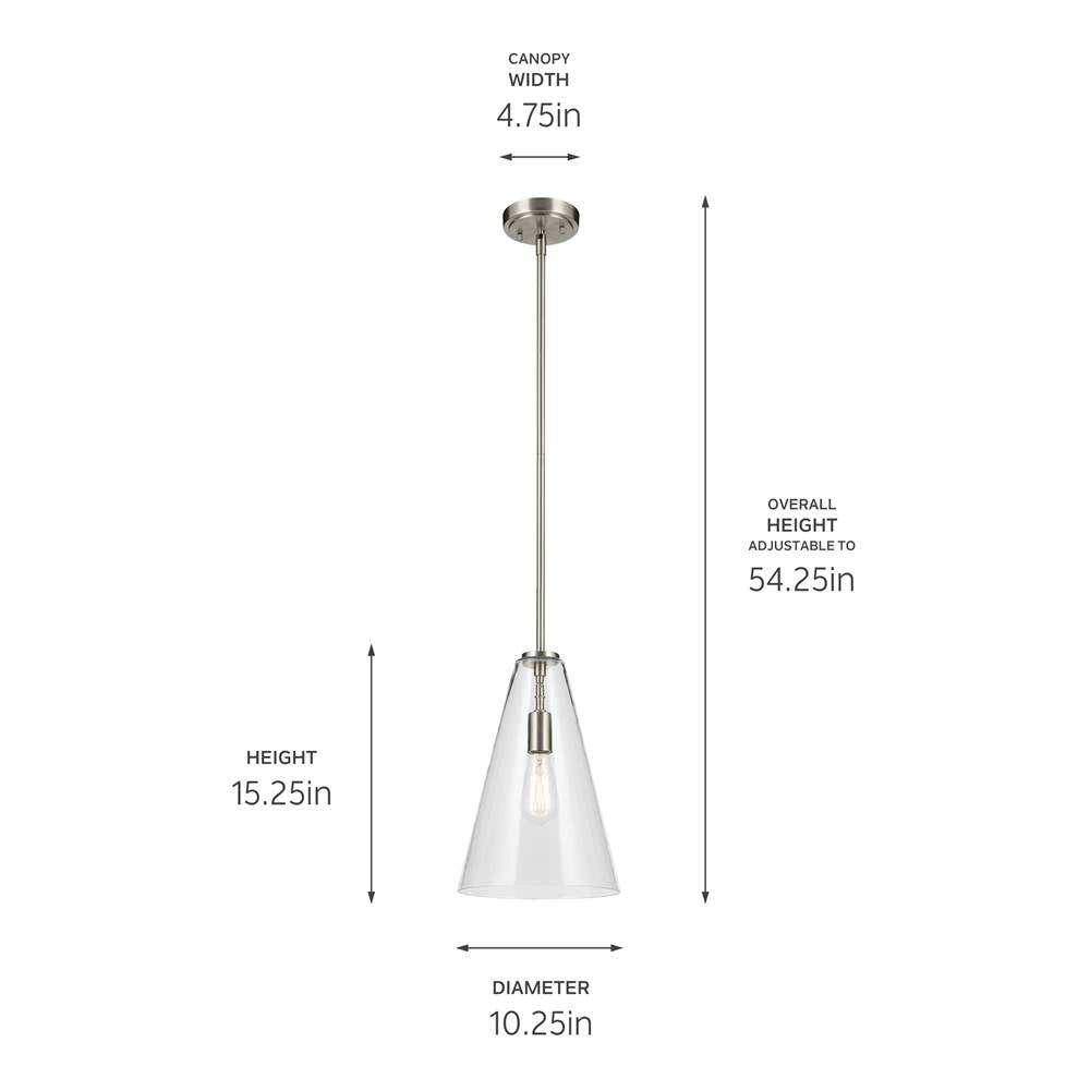 Kichler Lighting 42199NI Brushed Nickel Everly 15.25'' 1-light Cone Pendant With Clear Glass In Brushed Nickel Image 2