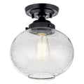 Kichler Lighting 42296BK Black Avery 11 Inch 1 Light Semi Flush With Clear Seeded Glass In Black Image 1