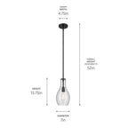Kichler Lighting 42456BKCS Black Everly 13.75'' 1-light Bell Pendant With Clear Seeded Glass In Black Image 2