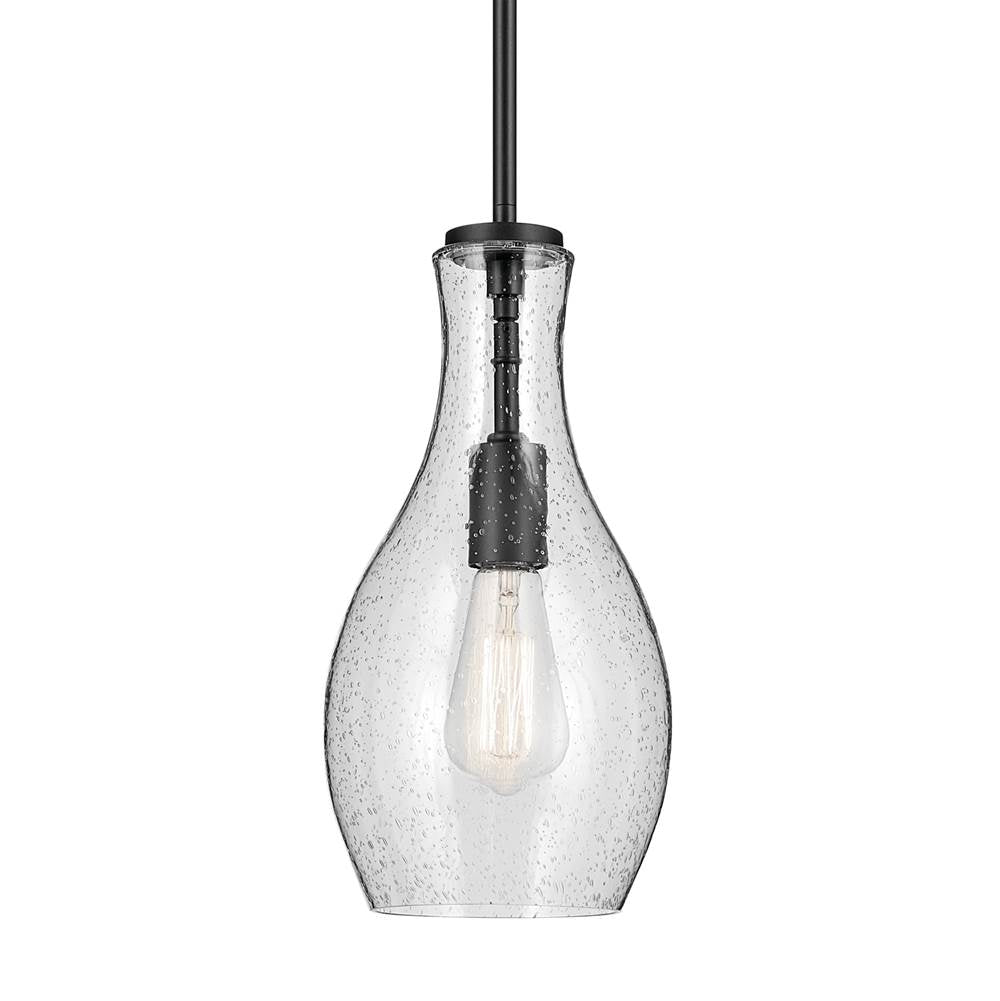 Kichler Lighting 42456BKCS Black Everly 13.75'' 1-light Bell Pendant With Clear Seeded Glass In Black Image 3