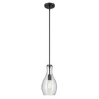Kichler Lighting 42456BKCS Black Everly 13.75'' 1-light Bell Pendant With Clear Seeded Glass In Black Image 1