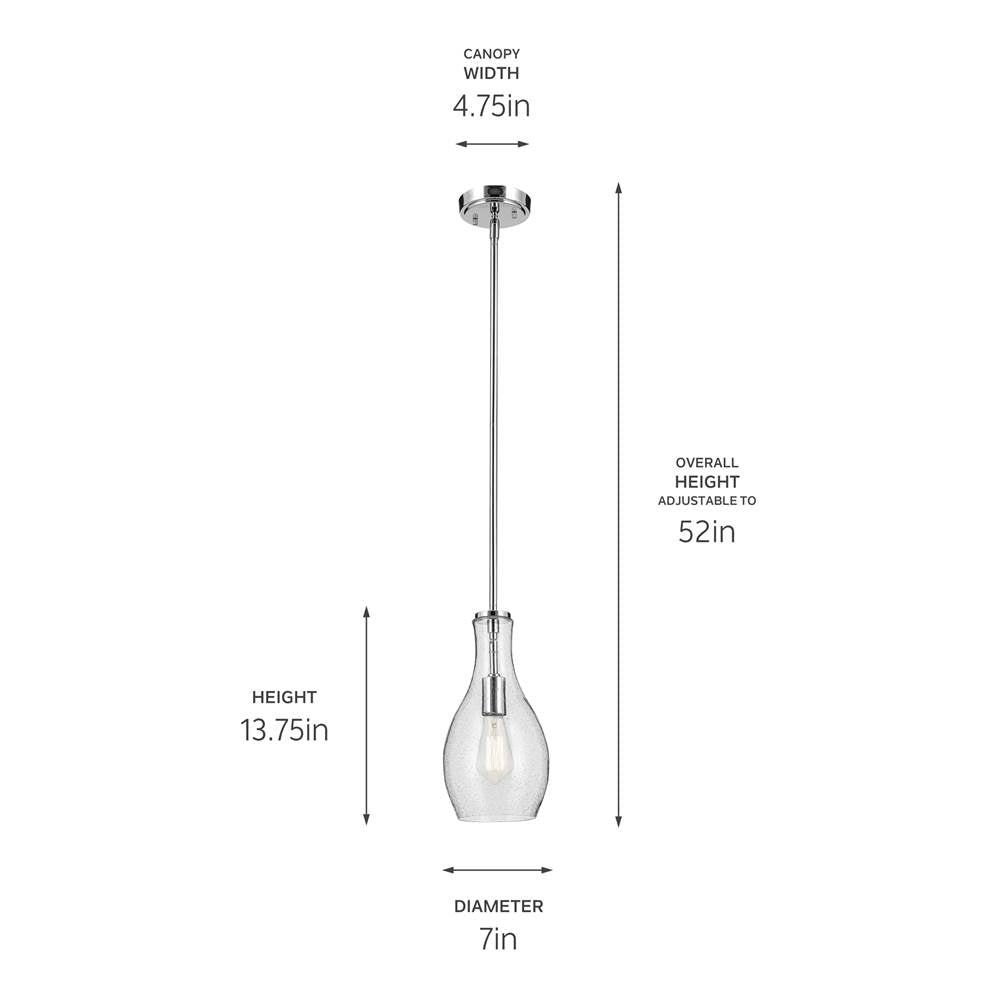 Kichler Lighting 42456CHCS Chrome Everly 13.75'' 1-light Bell Pendant With Clear Seeded Glass In Chrome Image 2