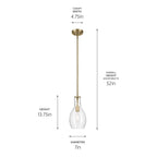 Kichler Lighting 42456NBRCS Natural Brass Everly 13.75'' 1-light Bell Pendant With Clear Seeded Glass In Brushed Natural Brass Image 2