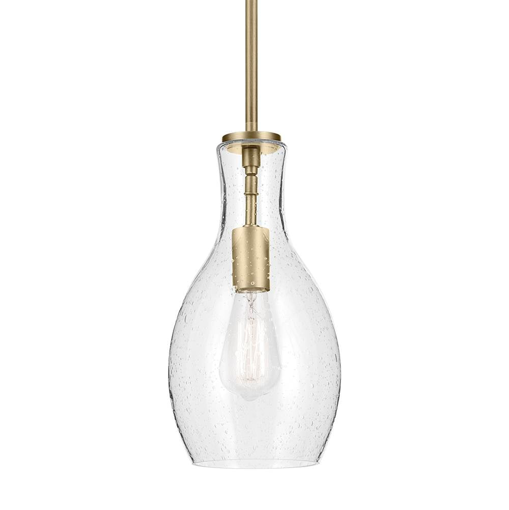 Kichler Lighting 42456NBRCS Natural Brass Everly 13.75'' 1-light Bell Pendant With Clear Seeded Glass In Brushed Natural Brass Image 3