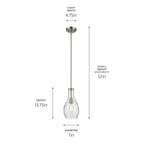 Kichler Lighting 42456NICS Brushed Nickel Everly 13.75'' 1-light Bell Pendant With Clear Seeded Glass In Brushed Nickel Image 2