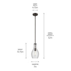 Kichler Lighting 42456OZCS Olde Bronze Everly 13.75'' 1-light Bell Pendant With Clear Seeded Glass In Olde Bronze Image 2