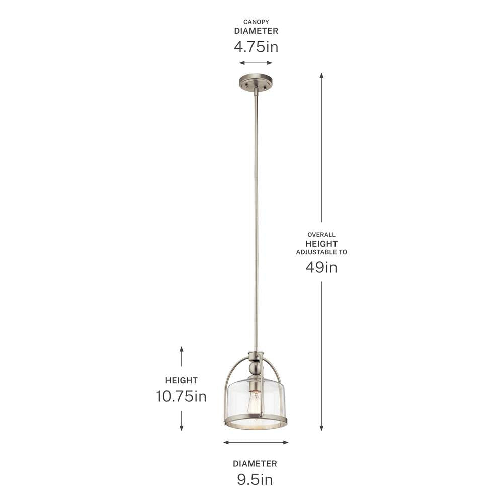 Kichler Lighting 42798NI Brushed Nickel Mini Pendant 1lt Image 3