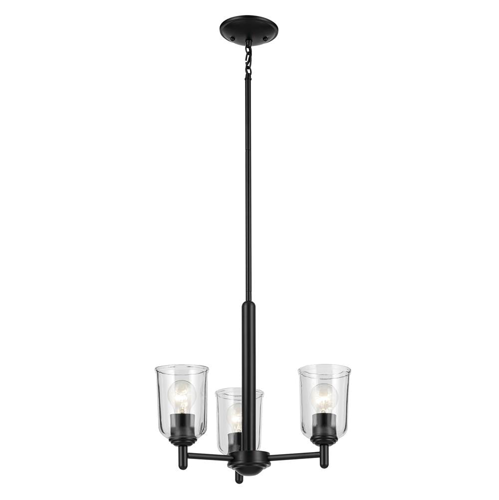 Kichler Lighting 43670BKCLR Black Shailene 15.25'' 3-light Mini Chandelier With Clear Glass In Black Image 1
