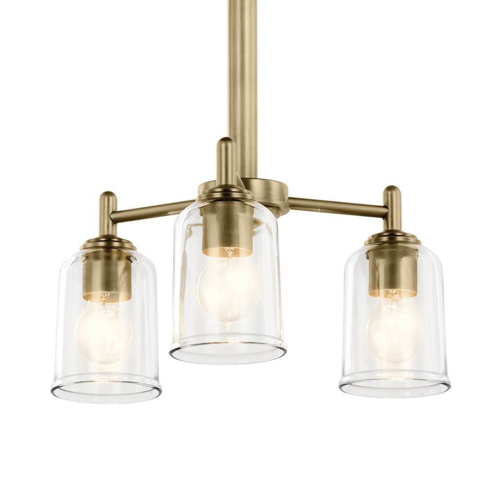 Kichler Lighting 43670NBRCLR Natural Brass Shailene 15.25'' 3-light Mini Chandelier With Clear Glass In Natural Brass Image 2