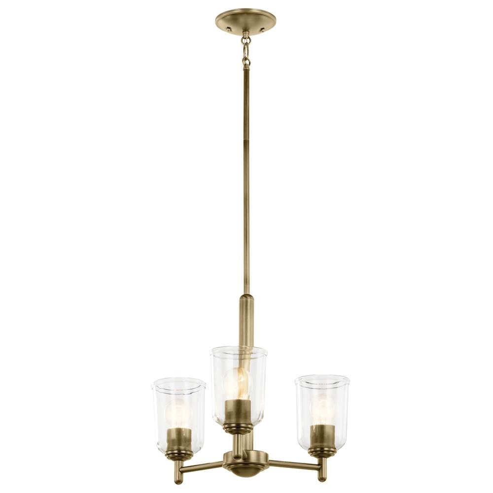 Kichler Lighting 43670NBRCLR Natural Brass Shailene 15.25'' 3-light Mini Chandelier With Clear Glass In Natural Brass Image 7