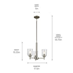 Kichler Lighting 43670NICLR Brushed Nickel Shailene 15.25'' 3-light Mini Chandelier With Clear Glass In Brushed Nickel Image 2
