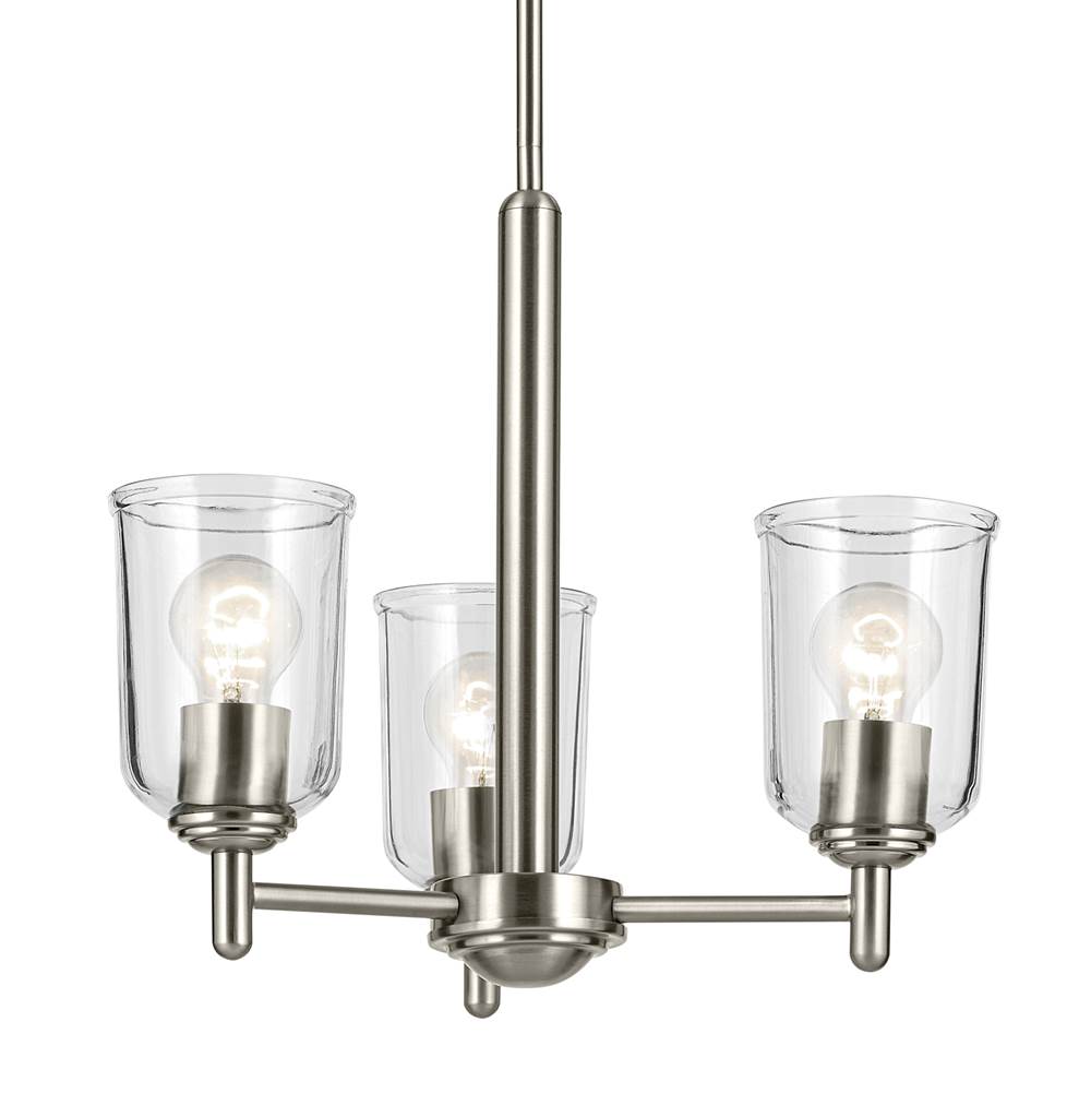Kichler Lighting 43670NICLR Brushed Nickel Shailene 15.25'' 3-light Mini Chandelier With Clear Glass In Brushed Nickel Image 6