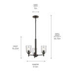 Kichler Lighting 43670OZCLR Olde Bronze Shailene 15.25'' 3-light Mini Chandelier With Clear Glass In Olde Bronze Image 2