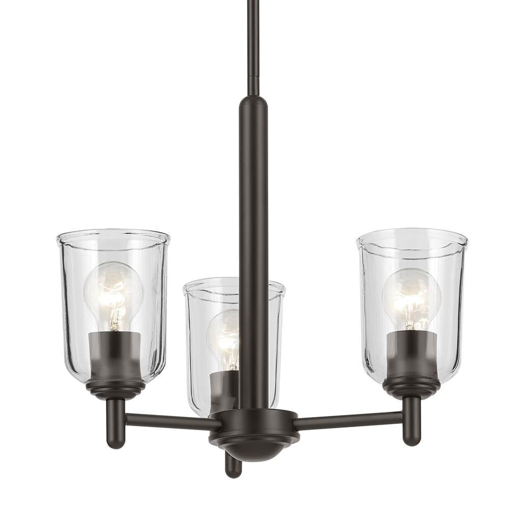 Kichler Lighting 43670OZCLR Olde Bronze Shailene 15.25'' 3-light Mini Chandelier With Clear Glass In Olde Bronze Image 6