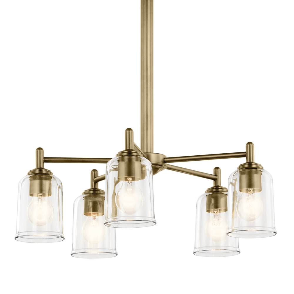 Kichler Lighting 43671NBRCLR Natural Brass Shailene 15.25'' 5-light Chandelier With Clear Glass In Natural Brass Image 2