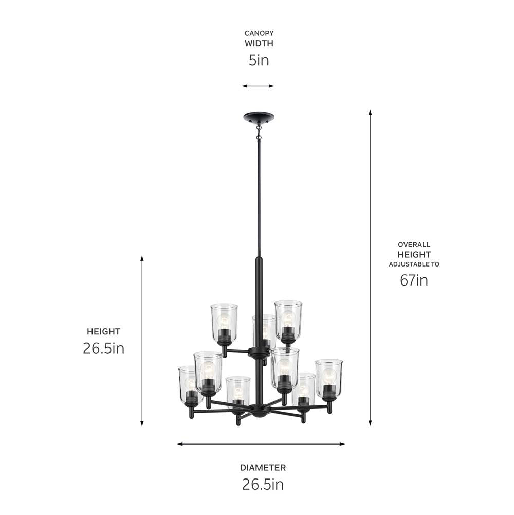 Kichler Lighting 43672BKCLR Black Shailene 26.5'' 9-light 2-tier Chandelier With Clear Glass In Black Image 2
