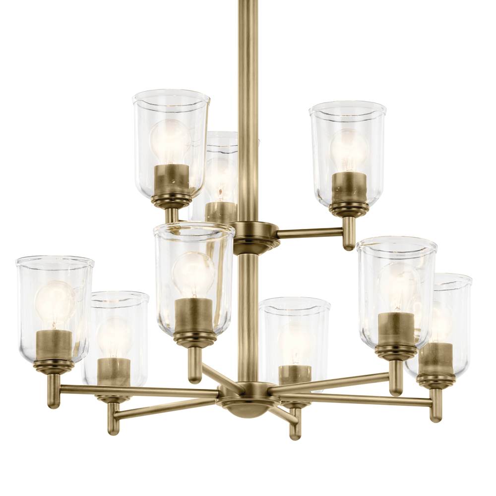 Kichler Lighting 43672NBRCLR Natural Brass Shailene 26.5'' 9-light 2-tier Chandelier With Clear Glass In Natural Brass Image 3