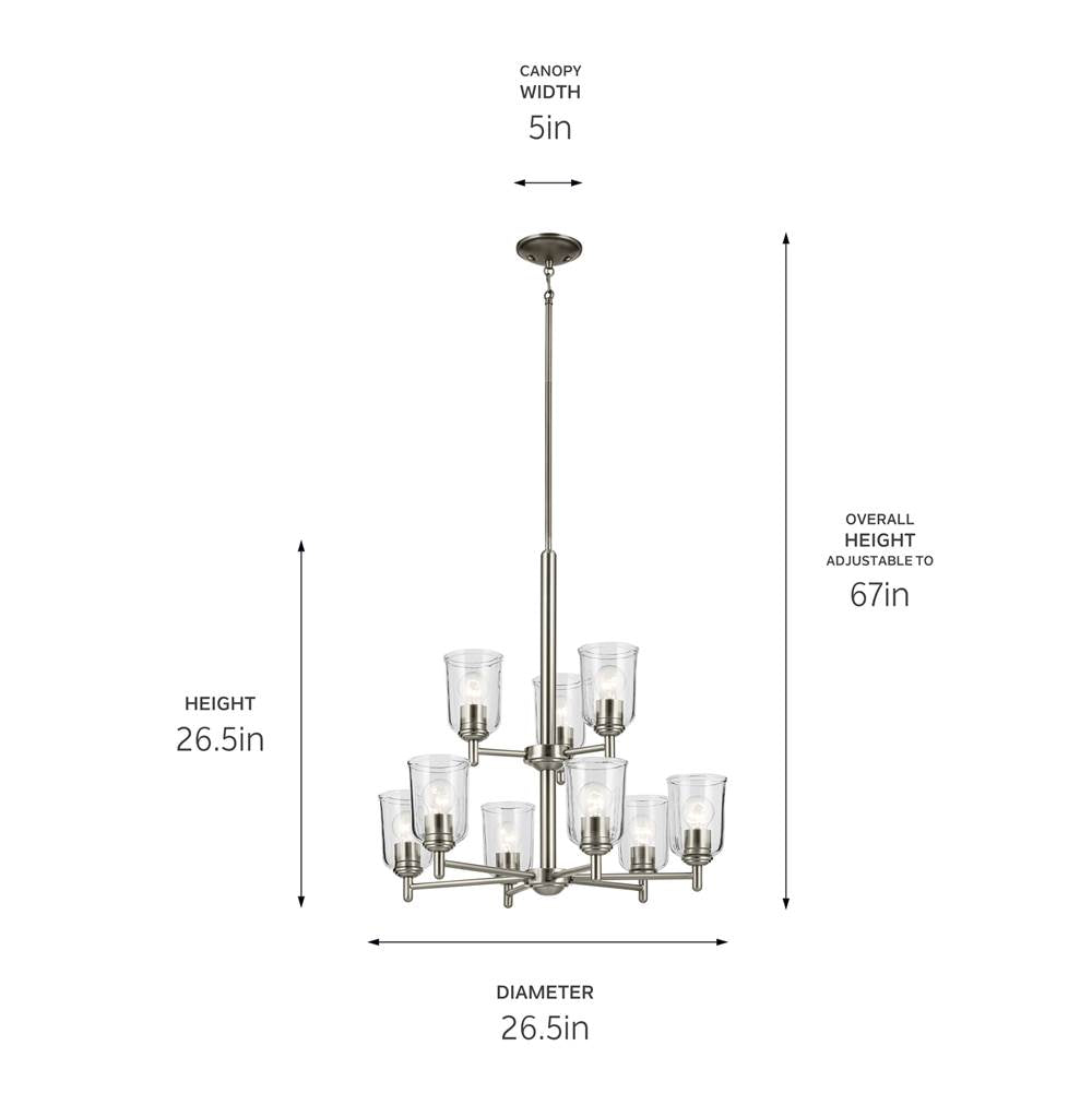 Kichler Lighting 43672NICLR Brushed Nickel Shailene 26.5'' 9-light 2-tier Chandelier With Clear Glass In Brushed Nickel Image 2