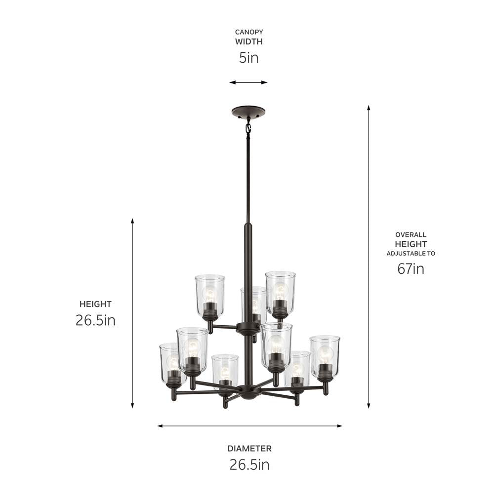 Kichler Lighting 43672OZCLR Olde Bronze Shailene 26.5'' 9-light 2-tier Chandelier With Clear Glass In Olde Bronze Image 2