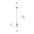 Kichler Lighting 43674NICLR Brushed Nickel Shailene 11.25'' 1-light Mini Bell Pendant With Clear Glass In Brushed Nickel Image 2