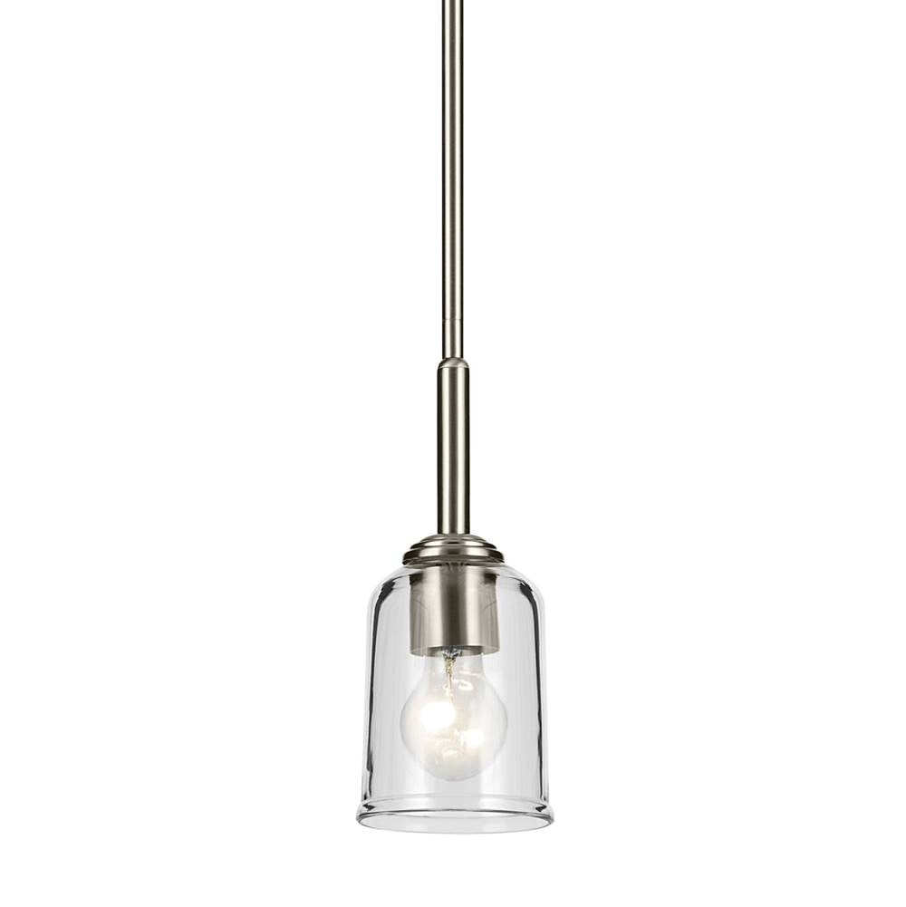 Kichler Lighting 43674NICLR Brushed Nickel Shailene 11.25'' 1-light Mini Bell Pendant With Clear Glass In Brushed Nickel Image 4