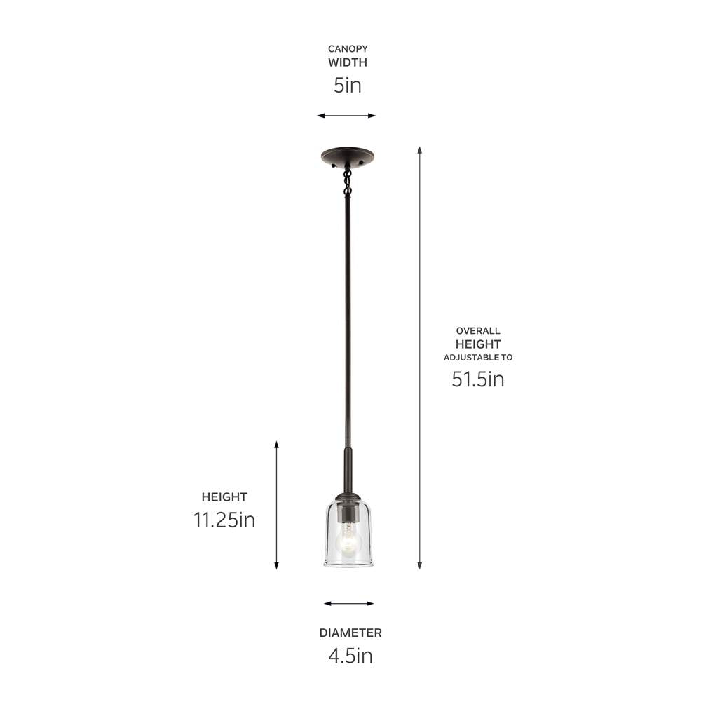 Kichler Lighting 43674OZCLR Olde Bronze Shailene 11.25'' 1-light Mini Bell Pendant With Clear Glass In Olde Bronze Image 2