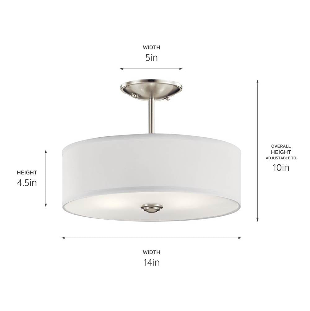 Kichler Lighting 43675NI Brushed Nickel Semi Flush 3lt Image 3