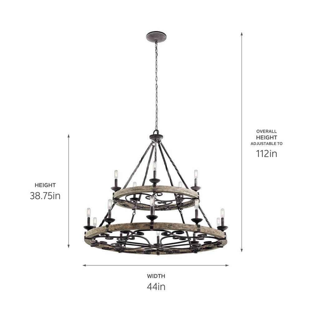 Kichler Lighting 43826WZC Weathered Zinc Chandelier 15lt Image 4