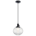 Kichler Lighting 43852BK Black Avery 11.25 Inch 1 Light Mini Pendant With Clear Seeded Glass In Black Image 1