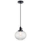 Kichler Lighting 43852BK Black Avery 11.25 Inch 1 Light Mini Pendant With Clear Seeded Glass In Black Image 1