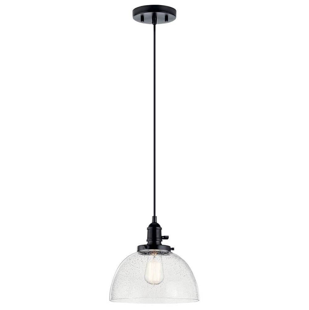 Kichler Lighting 43853BK Black Avery 9.5 Inch 1 Light Goblet Mini Pendant With Clear Seeded Glass In Black Image 1
