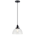Kichler Lighting 43853BK Black Avery 9.5 Inch 1 Light Goblet Mini Pendant With Clear Seeded Glass In Black Image 1
