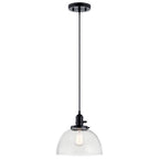 Kichler Lighting 43853BK Black Avery 9.5 Inch 1 Light Goblet Mini Pendant With Clear Seeded Glass In Black Image 1