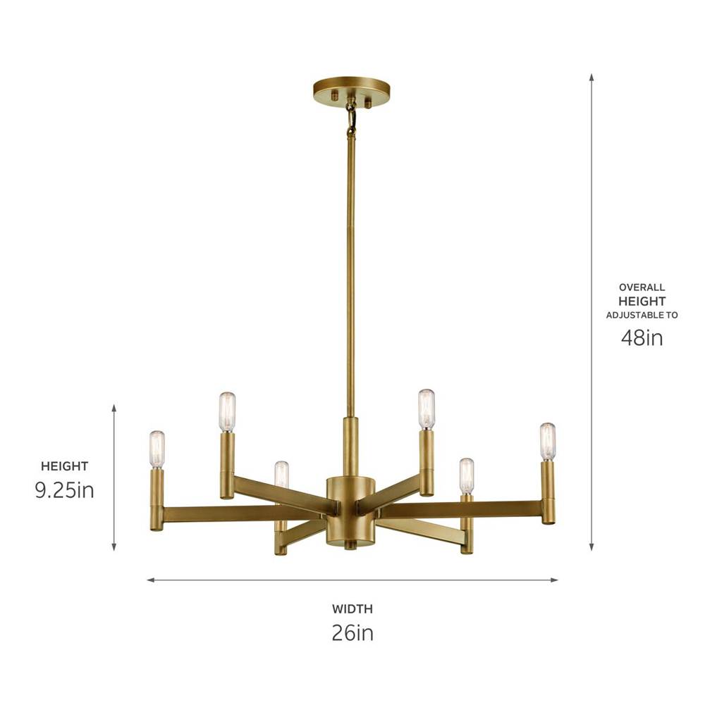 Kichler Lighting 43859NBR Natural Brass Chandelier 6lt Image 3