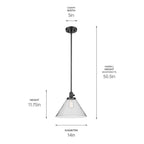 Kichler Lighting Avery 11.75'' 1-light Cone Pendant With Clear Seeded Glass In Black