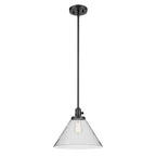 Kichler Lighting 43905BK Black Avery 11.75'' 1-light Cone Pendant With Clear Seeded Glass In Black Image 1