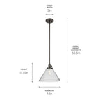 Kichler Lighting 43905OZ Olde Bronze Avery 11.75'' 1-light Cone Pendant With Clear Seeded Glass In Olde Bronze Image 2