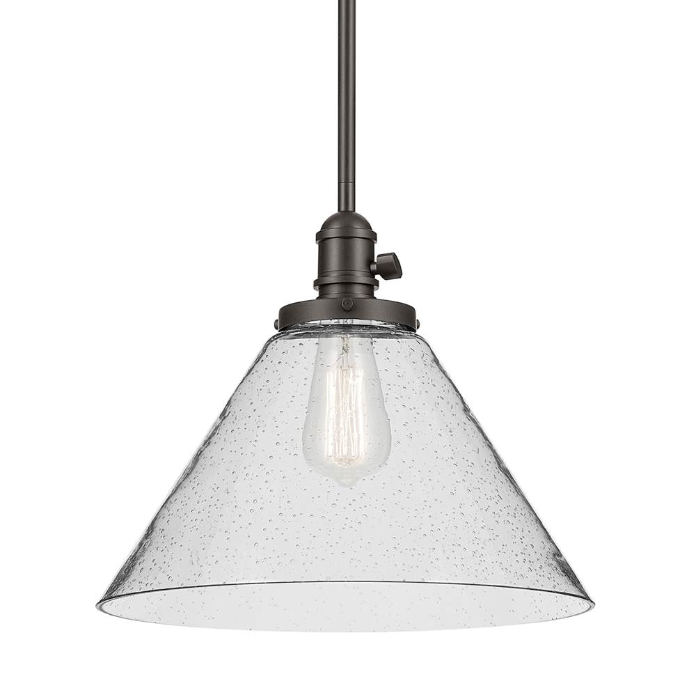 Kichler Lighting 43905OZ Olde Bronze Avery 11.75'' 1-light Cone Pendant With Clear Seeded Glass In Olde Bronze Image 3
