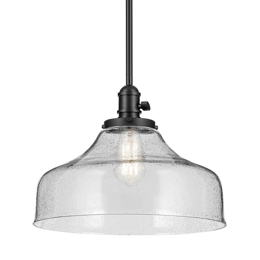 Kichler Lighting 43906BK Black Avery 11.25'' 1-light Bell Pendant With Clear Seeded Glass In Black Image 3