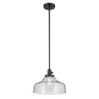 Kichler Lighting 43906BK Black Avery 11.25'' 1-light Bell Pendant With Clear Seeded Glass In Black Image 1