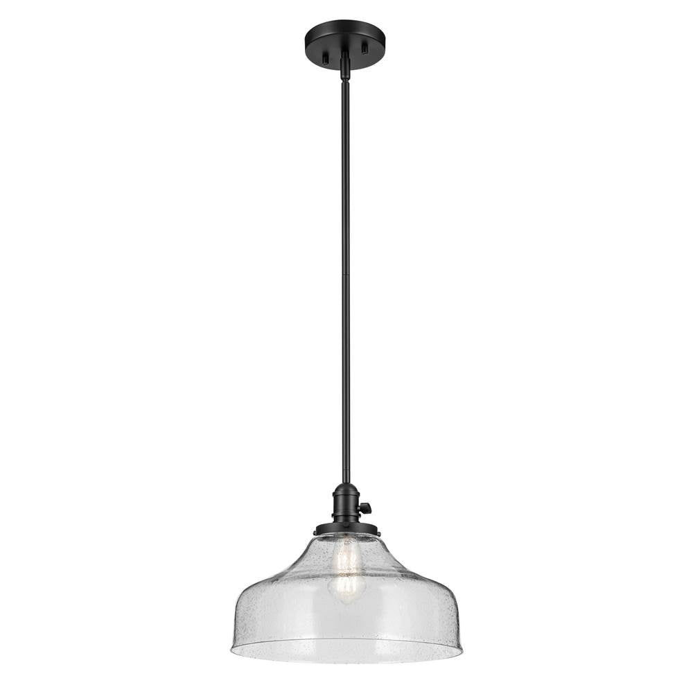 Kichler Lighting 43906BK Black Avery 11.25'' 1-light Bell Pendant With Clear Seeded Glass In Black Image 1