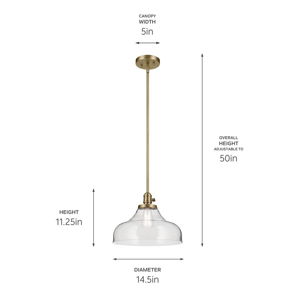 Kichler Lighting Avery 11.25'' 1-light Bell Pendant With Clear Seeded Glass In Black