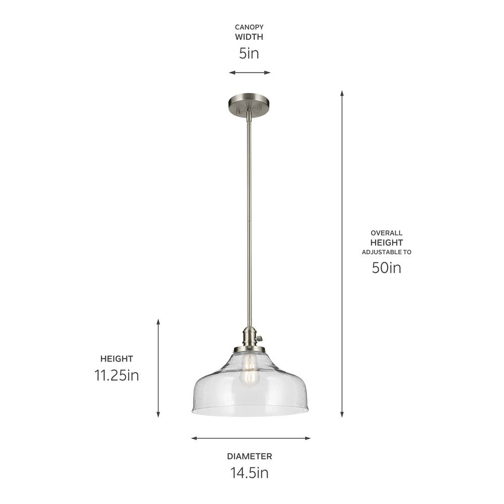Kichler Lighting Avery 11.25'' 1-light Bell Pendant With Clear Seeded Glass In Black